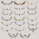 Flower wreath embroidery design options 1 through 20 for a custom pet sweatshirt
