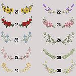 Flower wreath embroidery design options 21 through 30 for a custom pet sweatshirt