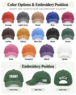 hat color and embroidery position