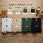 Fall colors chart: ash grey, sandstone, forest green and black sweatshirts