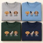Embroidered dog breed sweatshirt in Sport Grey, Light Blue, Forest Green and Navy with the same three dog faces