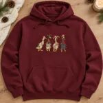 Christmas duck embroidery on a Maroon hoodie