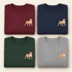 Embroidered pitbull crewneck in Maroon, Navy, Forest Green and Sport Grey