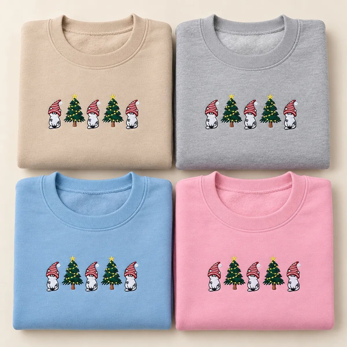 Gnome Cat Sweatshirt Colors Gnome cat sweatshirt colors: Sand, Sport Grey, Light Blue and Light Pink