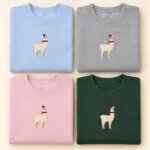 Llama Christmas sweatshirt in Light Blue, Sport Grey, Light Pink and Forest Green